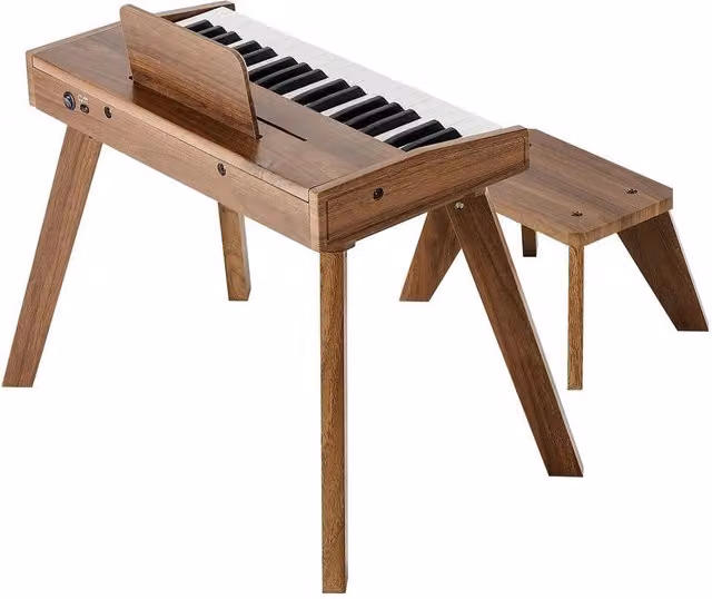 Pianoforte Giocattolo per Bambini in Legno con 37 Tasti, Suono Realistico e Doppia Alimentazione, Colore Noce, L/P/H: 66 x 40,5 x 55 cm – 1