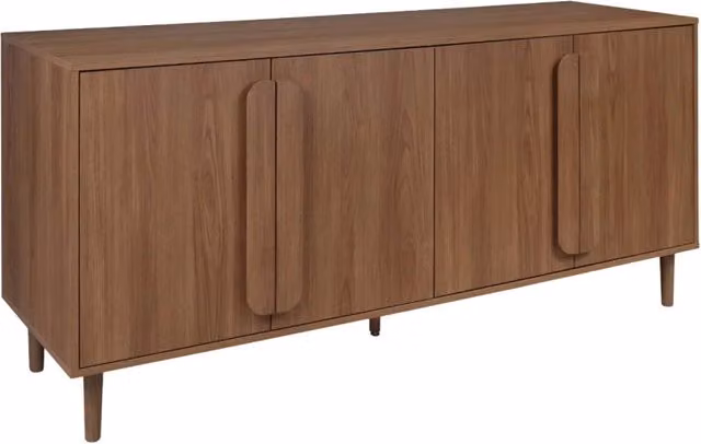 Credenza vintage effetto legno 4 ante, 160cm, noce