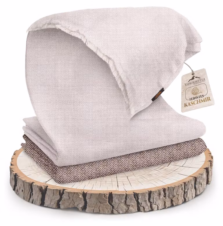 Coperta da divano in cashmere, tessuta a mano, 135x270 cm, color grigio chiaro