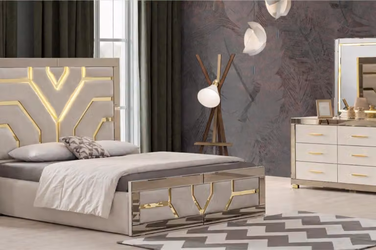 Set da camera da letto 2 pezzi – Letto e toeletta in stile moderno