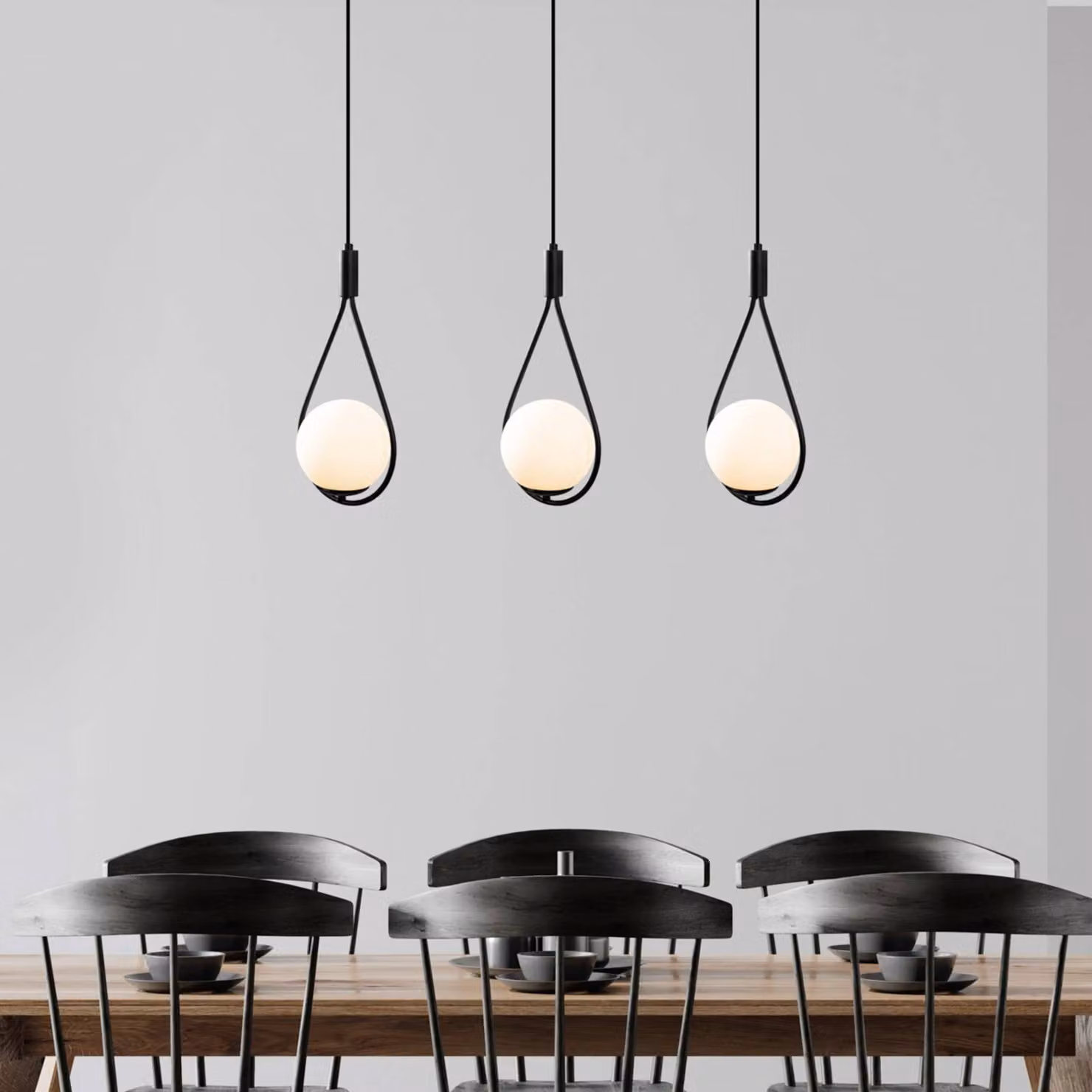 Lampada a sospensione GMN-00009 Opviq, dimmerabile, Nero, Soggiorno / Sala da pranzo, Vetro, Moderno, Lampada a sospensione