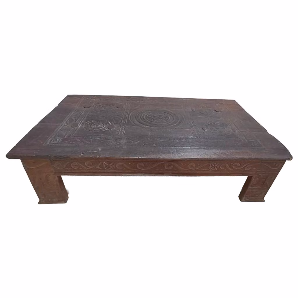 Comodino Wanderlust Deco in legno marrone con design geometrico ed etnico L: 141 cm, H: 86 cm, P: 37 cm – 2