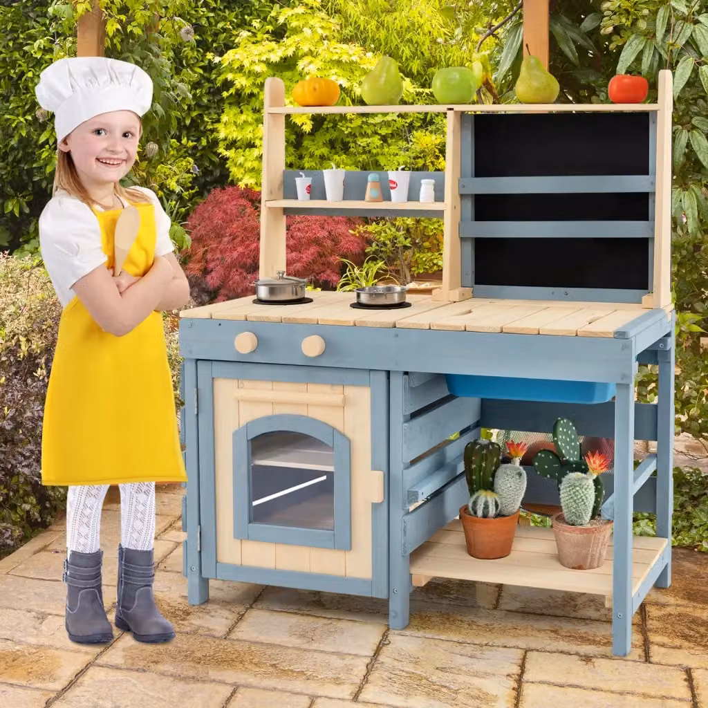 Cucina da gioco 2 in 1 Design Mania per esterni multicolore con lavandino rimovibile, cesti metallici e lavagna per bambini – 2