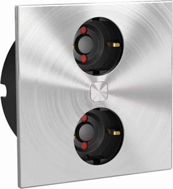 Presa doppia Naber Duplex E, elementi di presa incorporati, con prese Schuko, acciaio inox