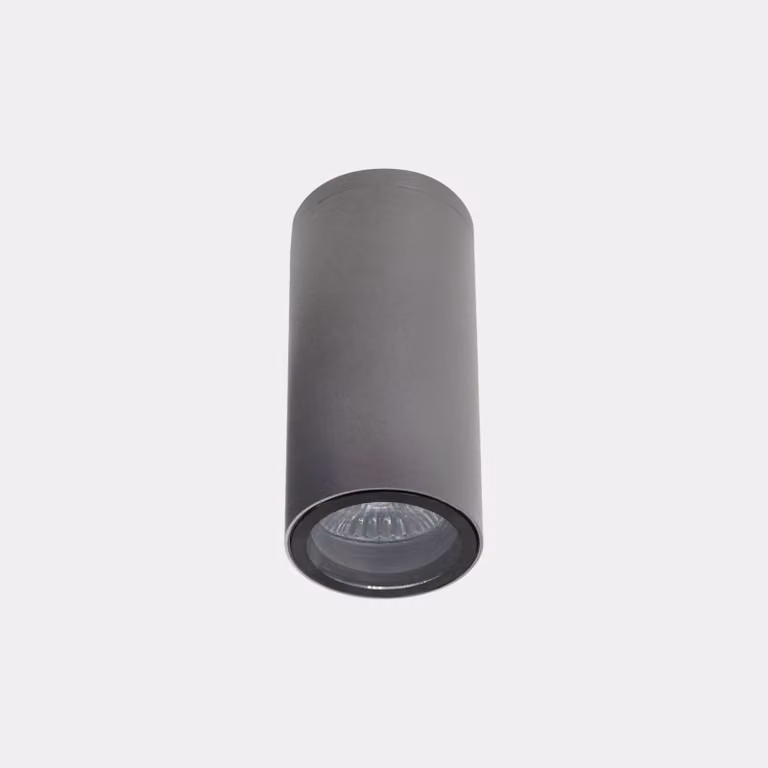 LEDS-C4 Plafoniera da esterno Eko, grigio, Ø 6 cm, alluminio dimmerabile, Alluminio / Grigio / Zincato, Alluminio, Moderno