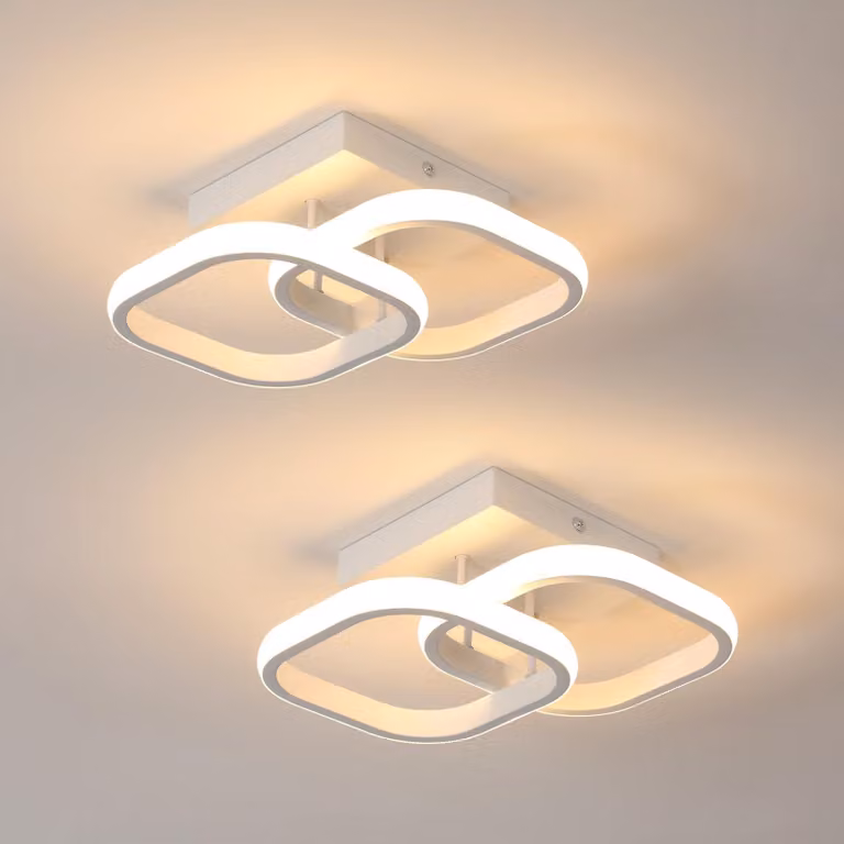 Comely, confezione da 2 plafoniere LED moderni, 22W, 2700 lumen, piccole plafoniere LED quadrate, illuminazione interna per camere da letto, soggiorni, corridoi, luce calda da 3000K, colore bianco, 24 cm