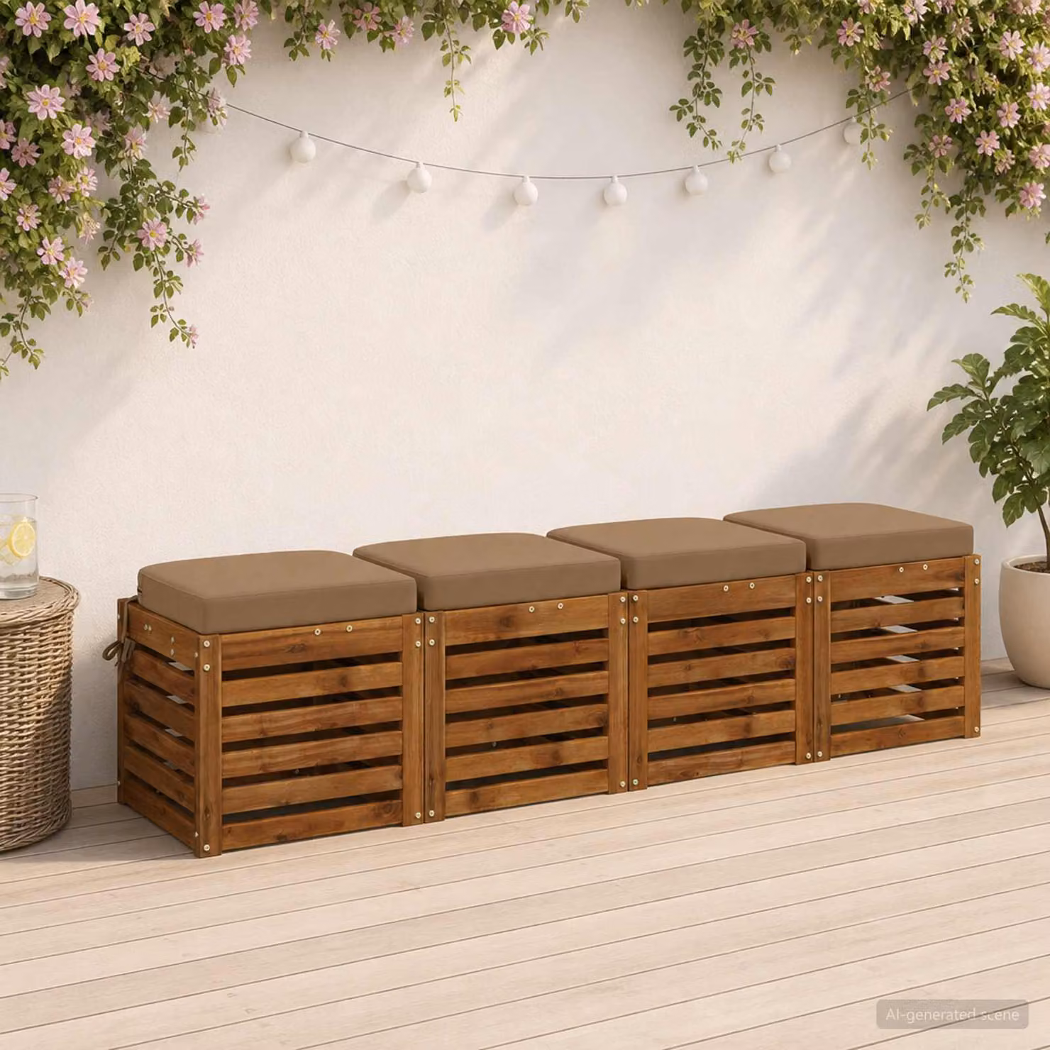 Set di 4 cuscini per sedile vidaXL SOEST in poliestere, rettangolari, beige e marroni