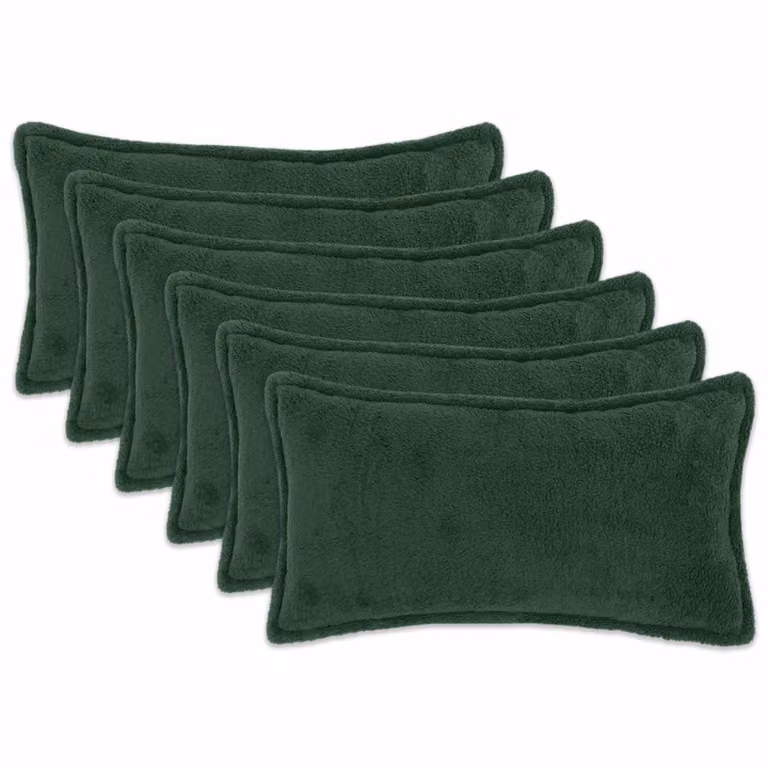 Set di 6 federe vidaXL HOUTEN in tessuto bouclé verde scuro, L 80 cm x P 40 cm