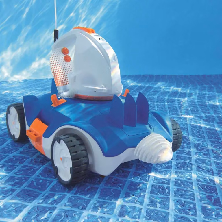 Robot pulitore per piscine Bestway Flowclear Aquatronix multicolore con batteria ricaricabile e componenti in acciaio inossidabile per piscine fuori terra e interrate
