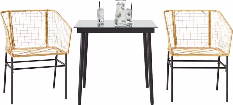 Maison Exclusive - Set da Pranzo da Giardino 3 pz Marrone in Polyrattan Vetro