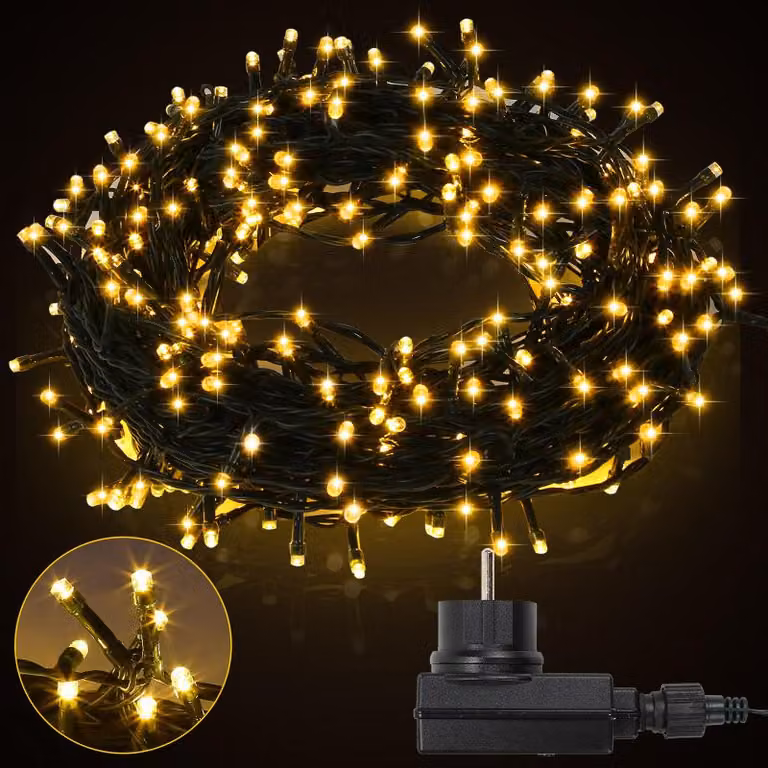 Jayseuw luci fiabesche 20m 200LED 8 modalità di luce luci fiabesche per festa Natale matrimonio decorazione, bianco caldo