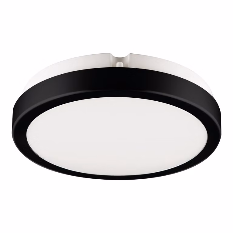 Plafoniera LED rotonda Vera bianco e nero 12W, luce bianca neutra 1250 lm, plastica, dimensioni: 6,3 x 18 x 18 cm, IP65, Eko-Light
