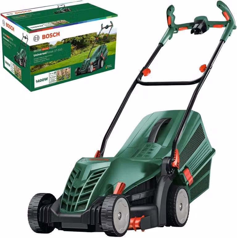 Tagliaerba elettrico con filo – Motore da 1400W – Larghezza di taglio di 37 cm – Contenitore di raccolta da 40 litri