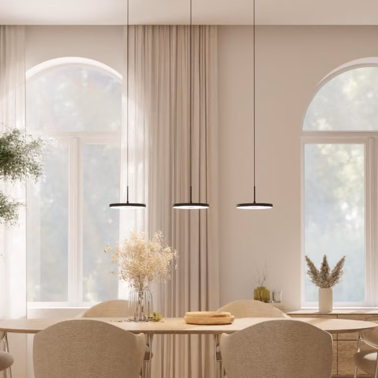 LUMIÈRE Lampada a sospensione design "Evanos", 3 luci a LED, dimmerabile, colore nero