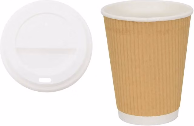 Set di tazze da caffè in carta con coperchi vidaXL, bianco e marrone, 400 ml
