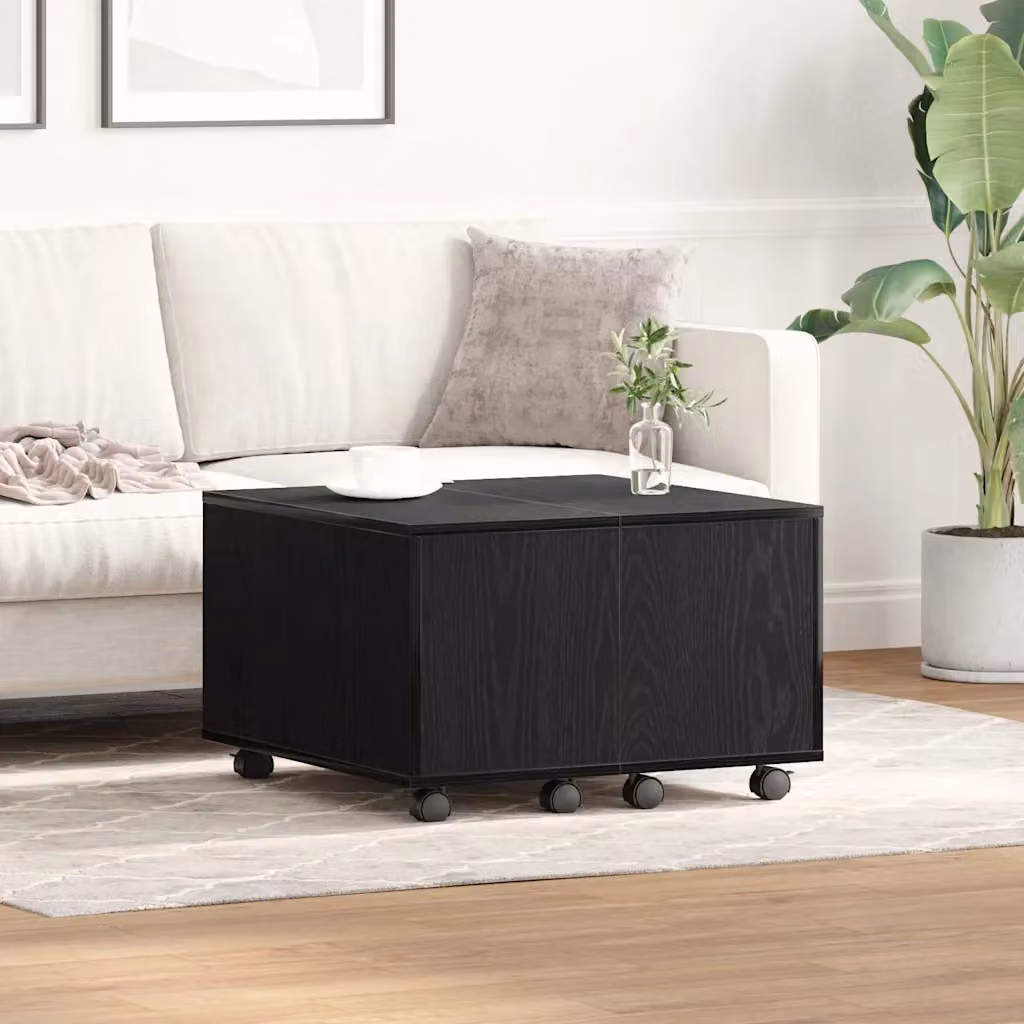 Tavolino da salotto vidaXL in legno rovere e nero con design minimalista, L/P/H: 60 x 60 x 38 cm