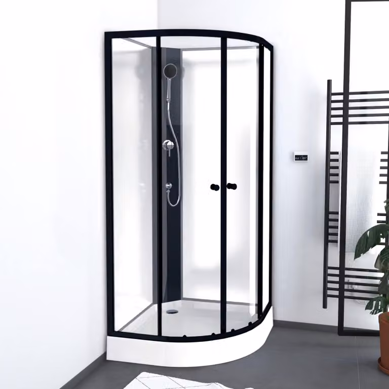 Doccia completa MARWELL Doccia completa Factory 85 x 85 x 200 cm - Doccia in set completo incluso piatto doccia e rubinetto - Doccia rotonda con ingresso frontale