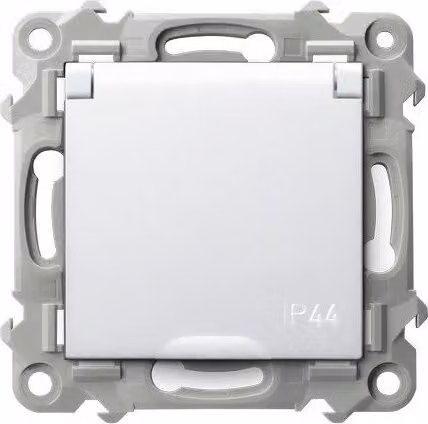 Presa di corrente con coperchio di messa a terra IP-44 in SZAFIR Bianco Ospel
