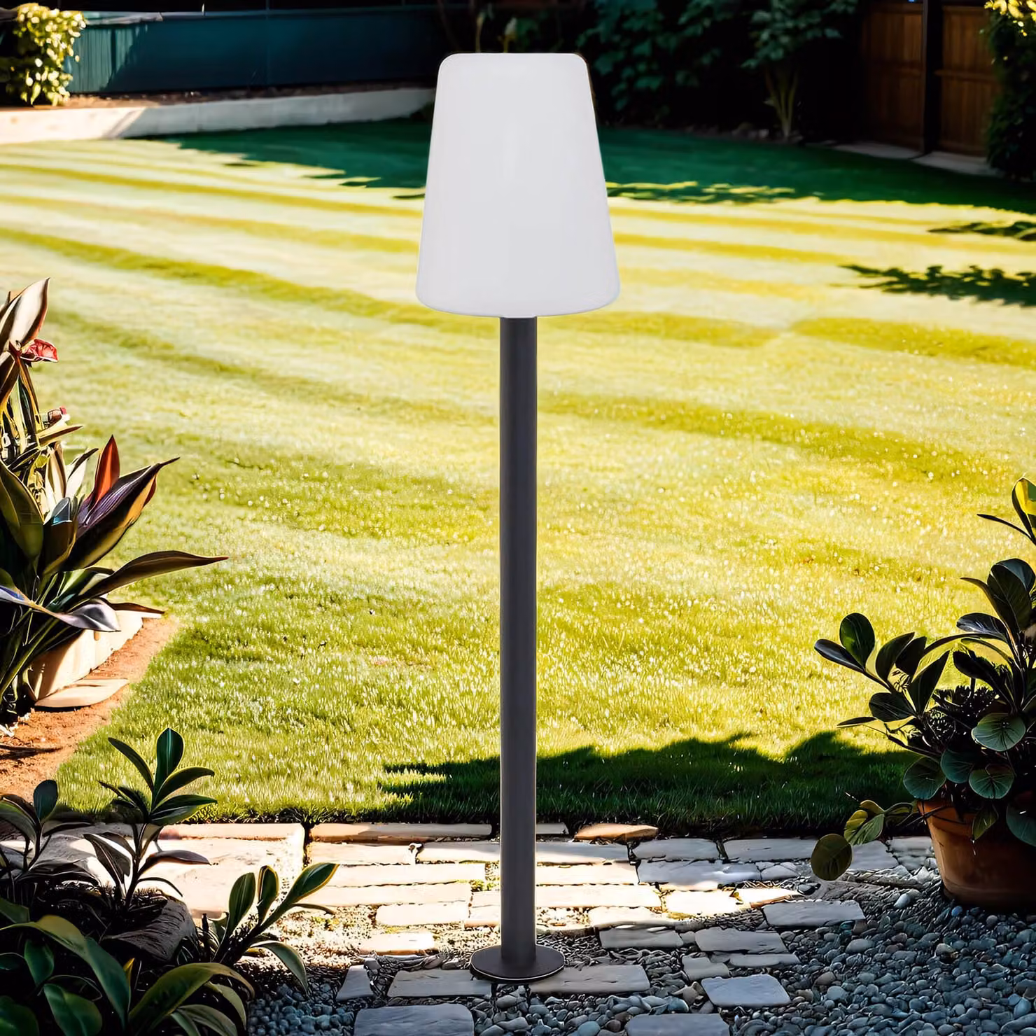 Lampada da terra per esterni 128 cm piccola IP44 grigio bianco E27 lampada da esterno terrazza sentiero luce giardino