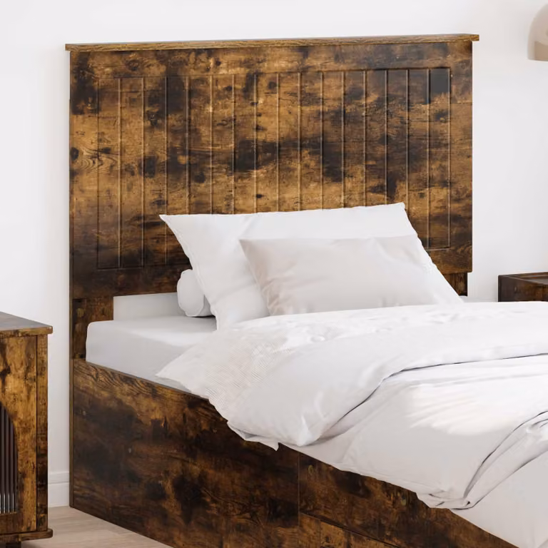 Testiera per letto moderna vidaXL in legno ingegnerizzato rovere fumo marrone