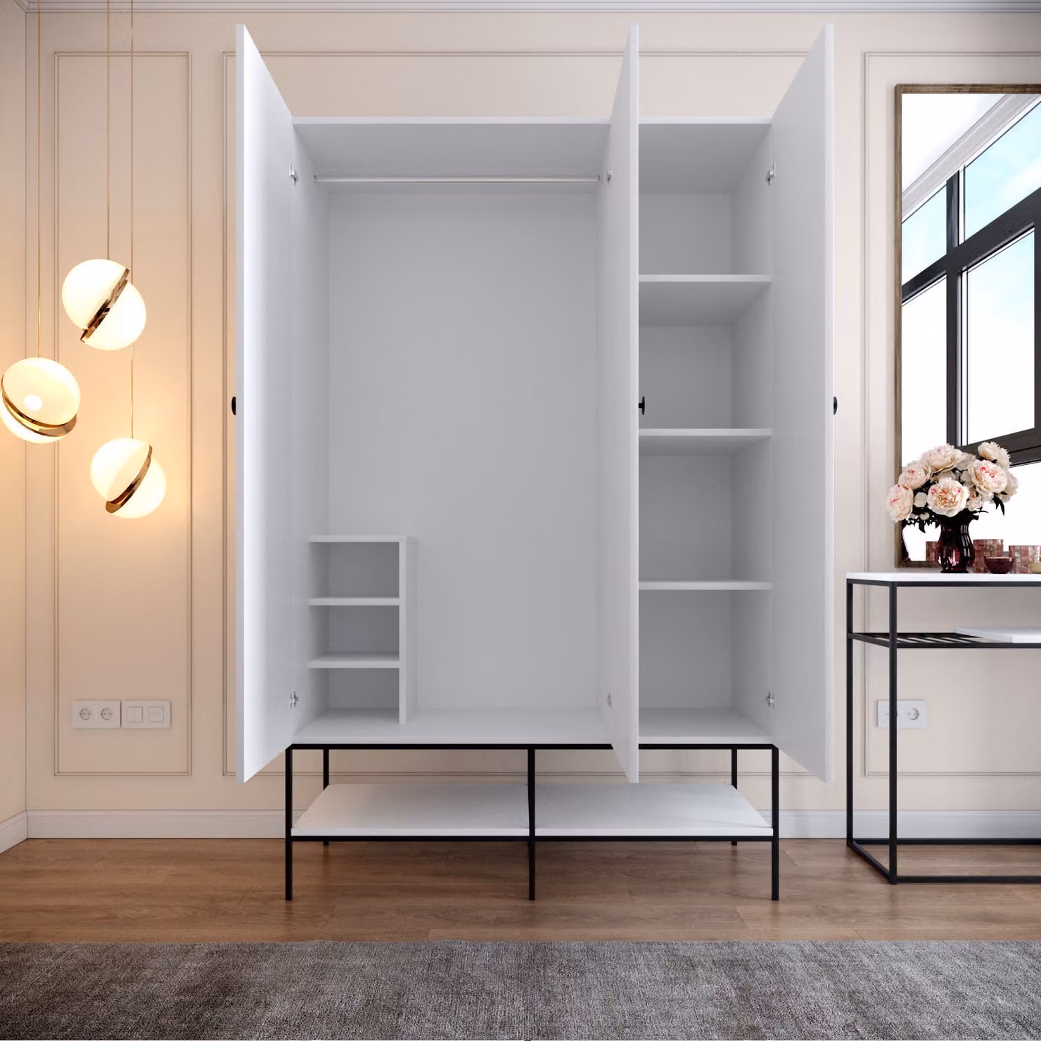 Skye Decor, Martin 3 - Bianco, armadio, bianco, 100% pannelli di particelle rivestiti in melamina, 126 x 50 x 200 cm
