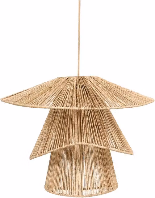 Lampada a sospensione boho BELIANI con paralume in iuta beige e base in metallo nero per soggiorno, camera da letto o corridoio