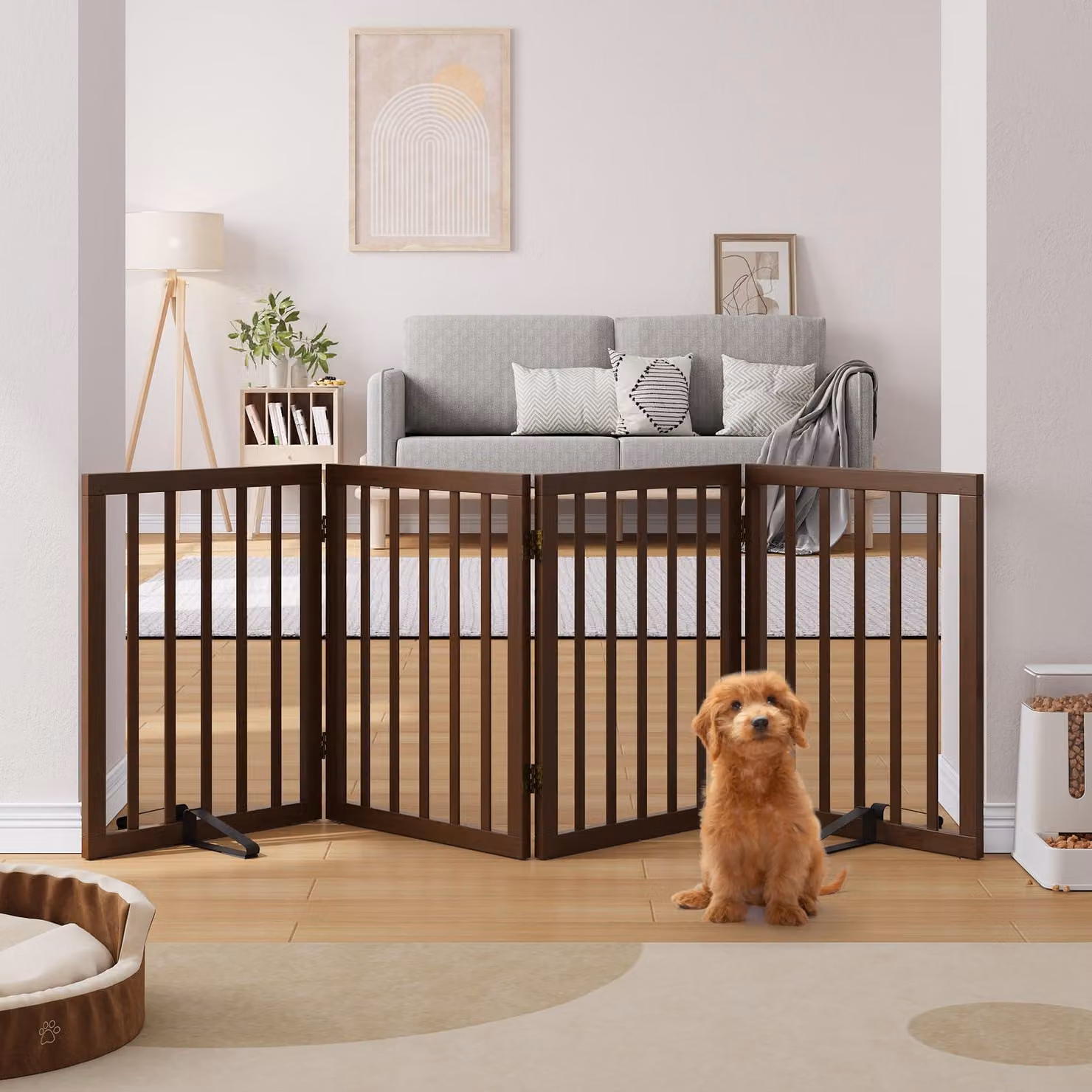 Recinzione per cani in bambù, composta da 4 pannelli, altezza 188 cm, per uso interno