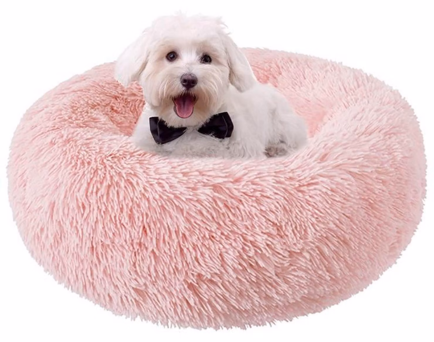 Cuccia rotonda per animali domestici, diametro 60 cm, rosa chiaro, lavabile, antiscivolo, design a ciambella