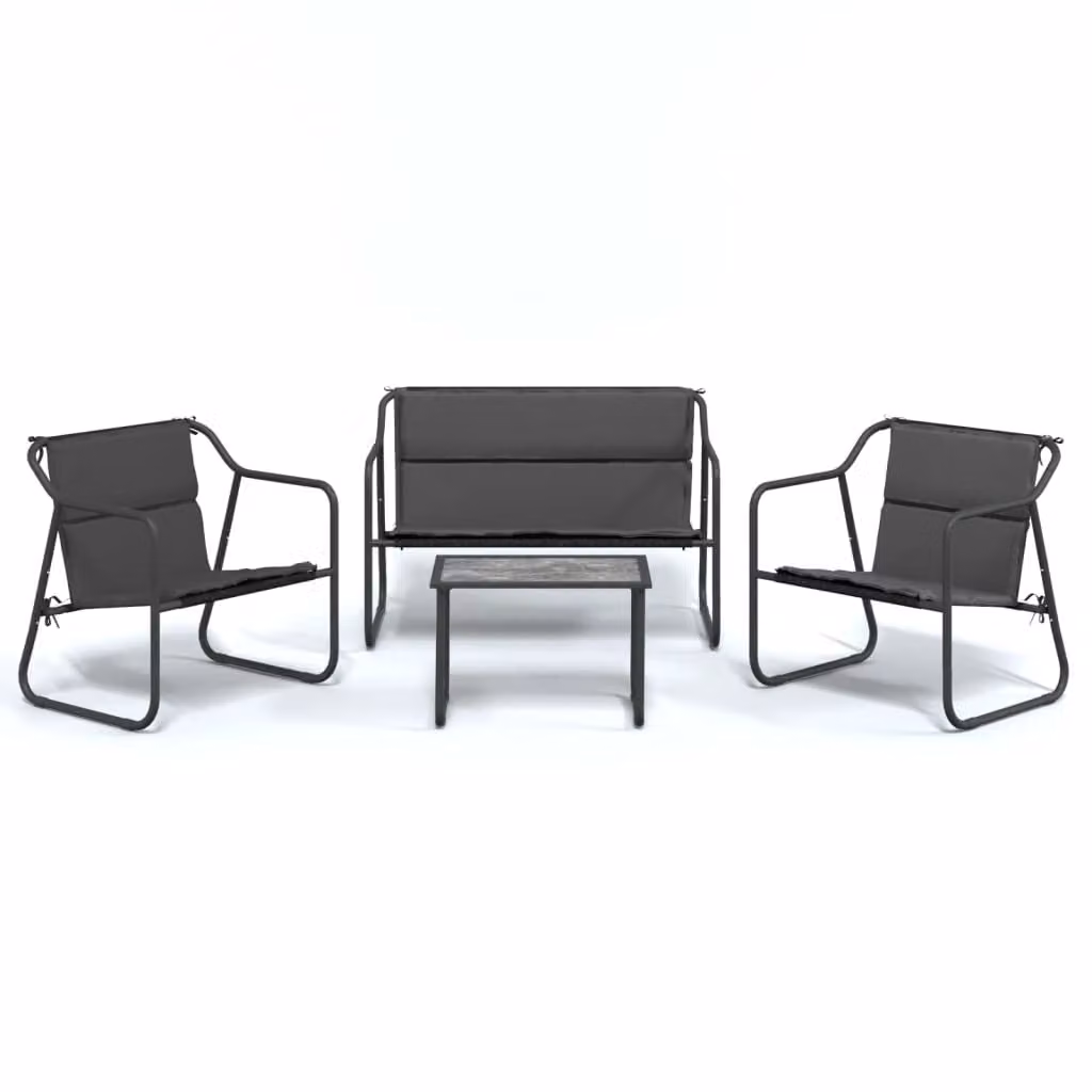 Set Salotto da Giardino 4 pz con Cuscini in Acciaio Antracite