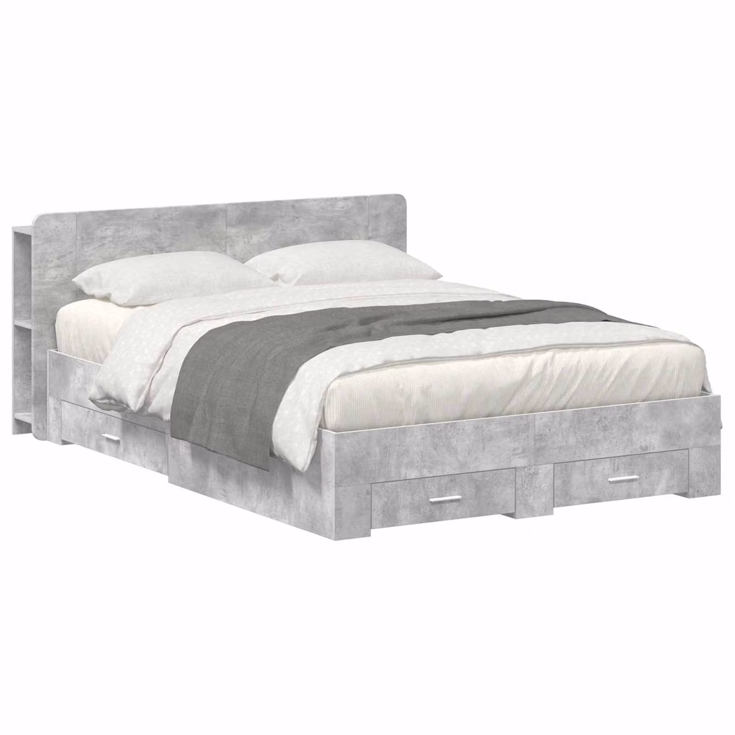 vidaXL Letto moderno con contenitore e cassetti in legno ingegnerizzato, Grigio, L 160 x P 200 cm, H 103 x 182,5 x 221,5 cm