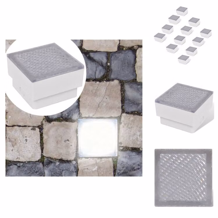 vidaXL Faretto da incasso a terra LED per esterni 12 pz. 100x100x68 mm - Illuminazione per esterni
