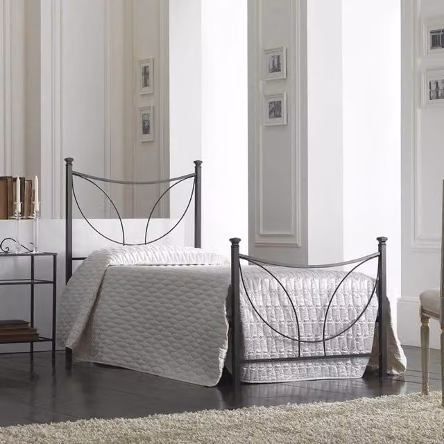 Letto in ferro singolo con pediera TULIPANO Nero 92x208x h117 cm