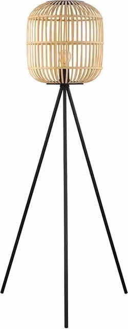 Piantana Eglo Bordesley in metallo e bambù nero e beige con lampadina E27 sostituibile