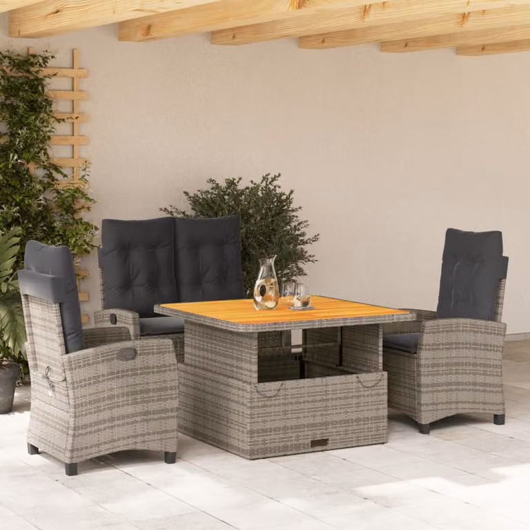 Set da Pranzo da Giardino vidaXL in Legno di Acacia Olio, 4 Pezzi, Grigio e Marrone