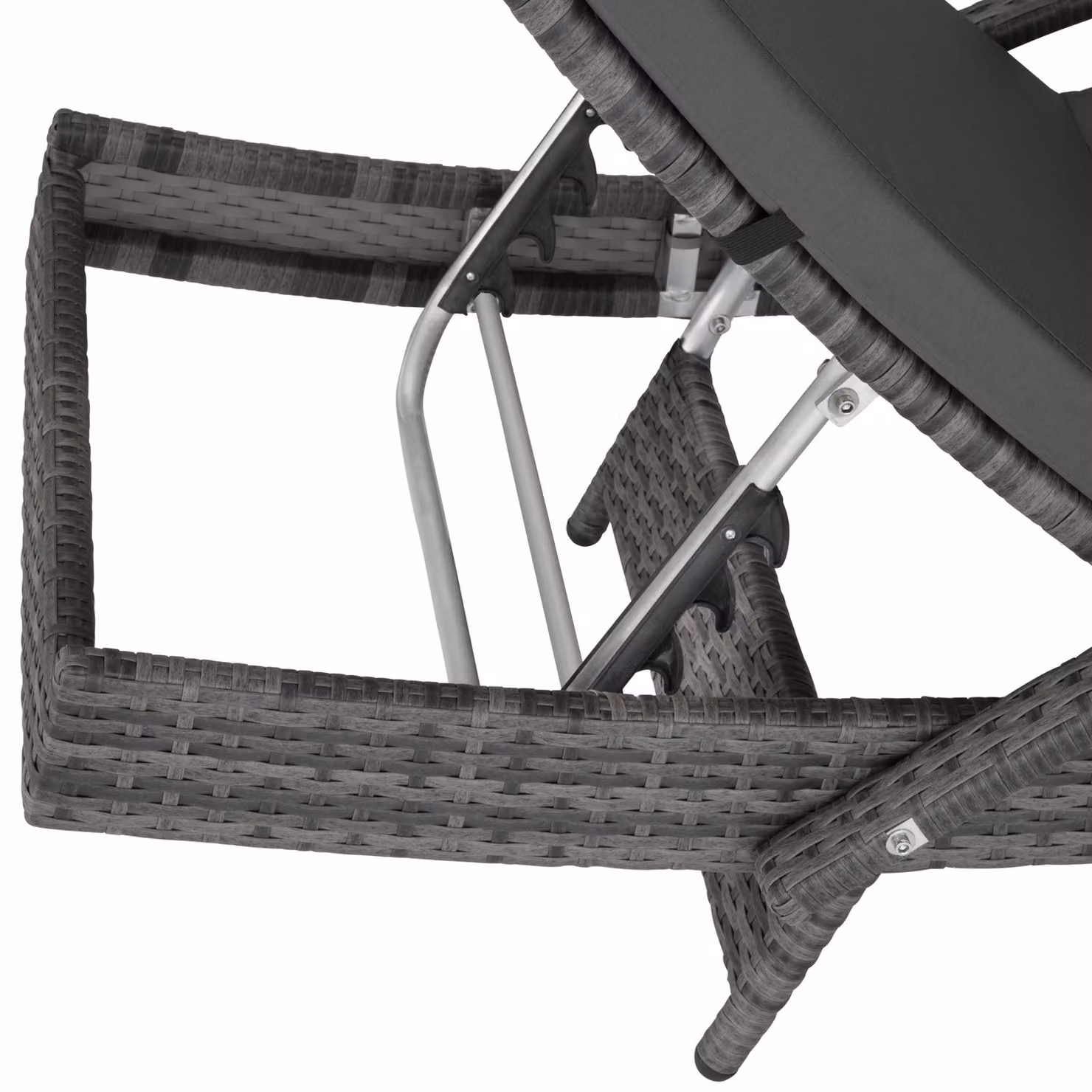 Lettino prendisole Océane TecTake in rattan e alluminio grigio con poggiatesta regolabile e braccioli – 2