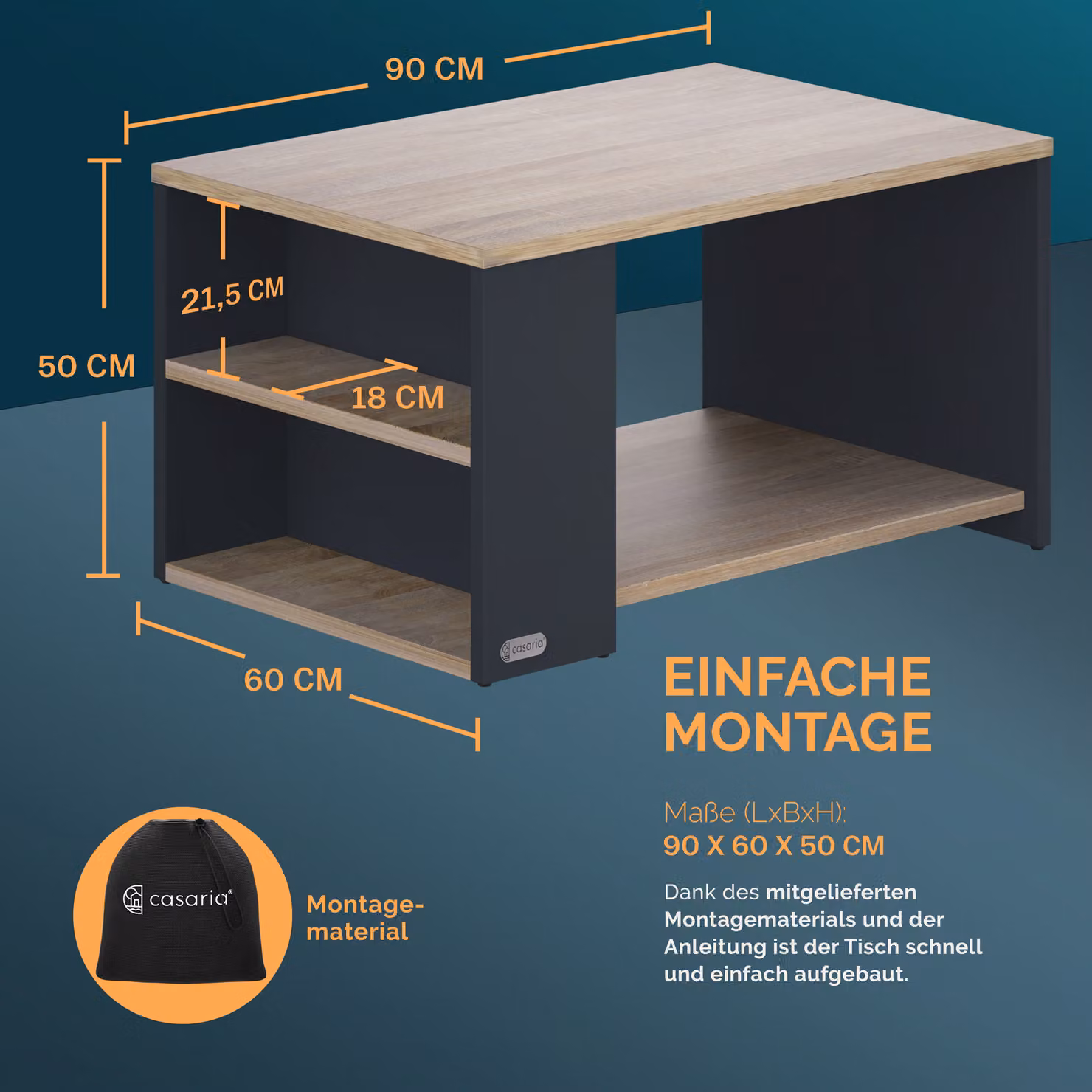 Tavolino da soggiorno Casaria Santa Cruz rettangolare in legno e mdf, grigio e multicolore, L: 90 cm, P: 60 cm, H: 50 cm – 3
