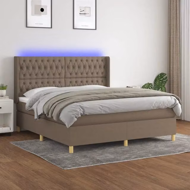 Letto Ibrido con Materasso e Illuminazione LED vidaXL in Tessuto, L/P: 160 x 200 cm – 1