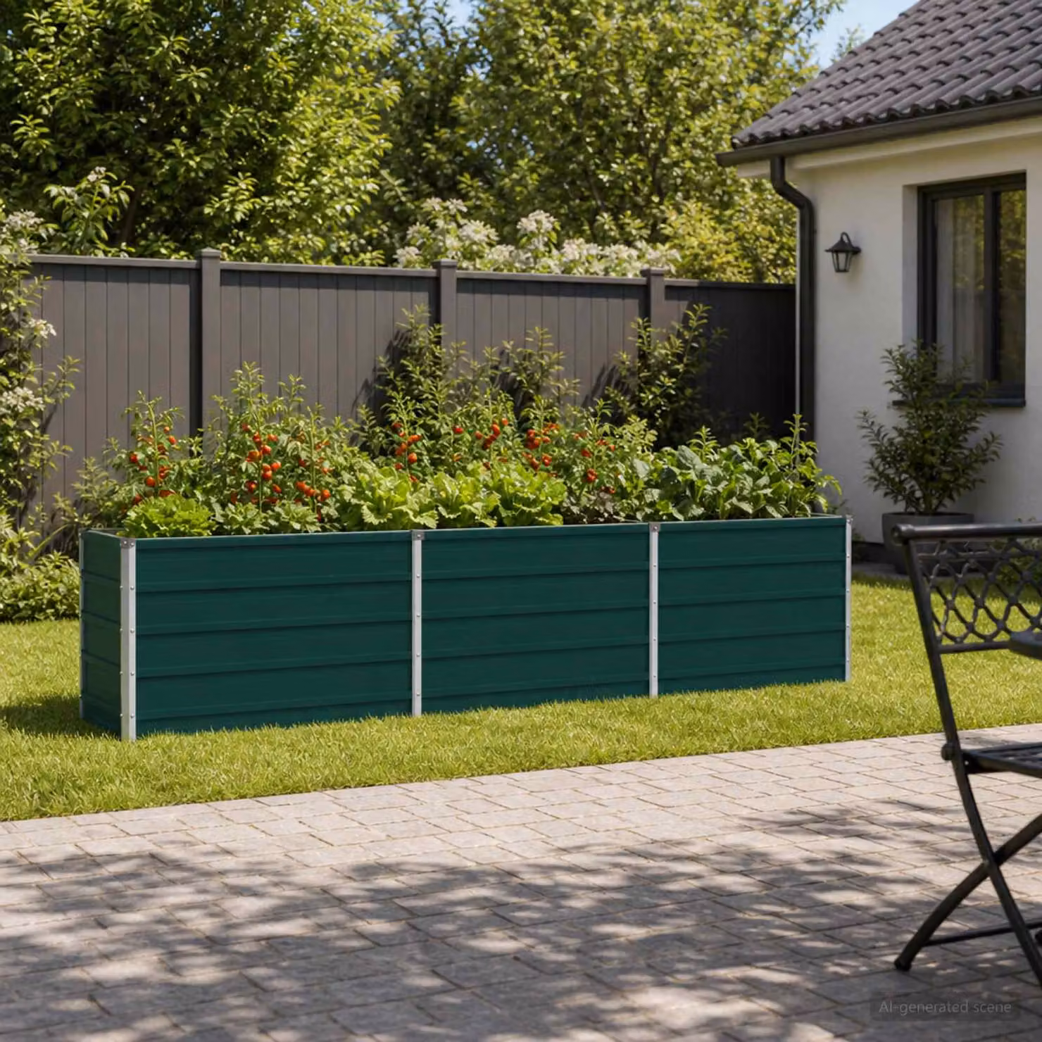 Letto rialzato da giardino vidaXL in metallo verde L: 240 cm, P: 40 cm, H: 55 cm