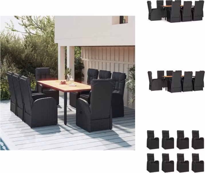 vidaXL set da pranzo da giardino 9 pezzi in poly rattan nero e legno massiccio di acacia - Set di mobili da giardino
