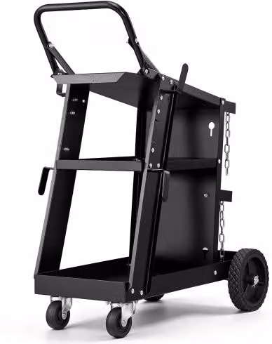 Carrello per Saldatura VEVOR a 3 Ripiani con Ruote, Nero, Capacità di Carico fino a 181 kg per Saldatrici MIG TIG ARC MMA e Taglierine al Plasma
