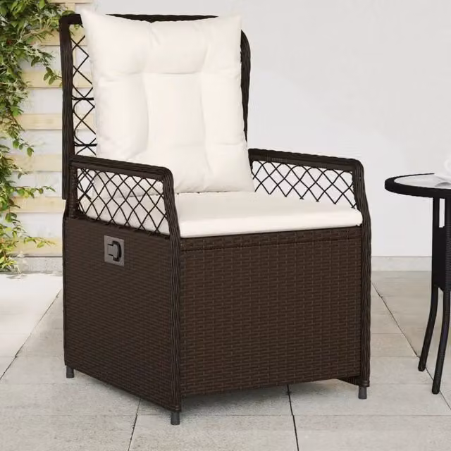 Set di 2 sedie da giardino reclinabili vidaXL in polyrattan marrone e bianco – 1