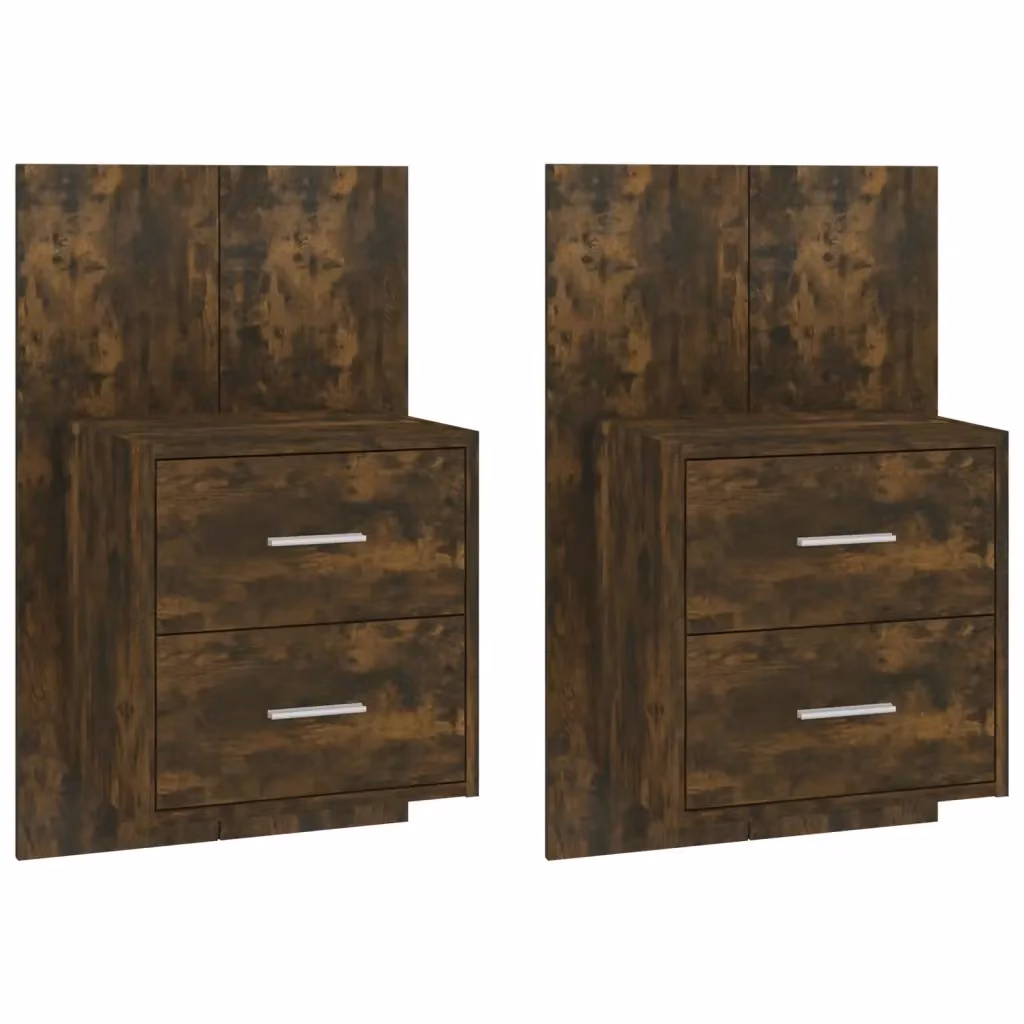 Set di 2 comodini sospesi vidaXL in rovere color marrone opaco