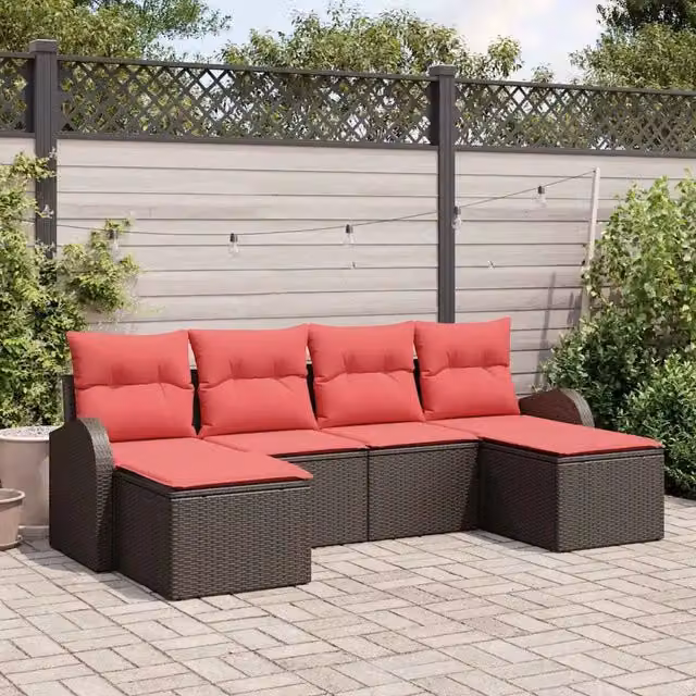Set Divano da Giardino 6 pz Marrone 3346154