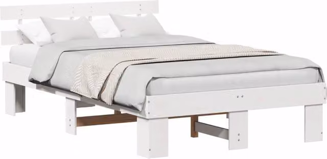 Letto matrimoniale | Letto per adulti | Struttura del letto Bianco 120 x 190 cm Pino massello