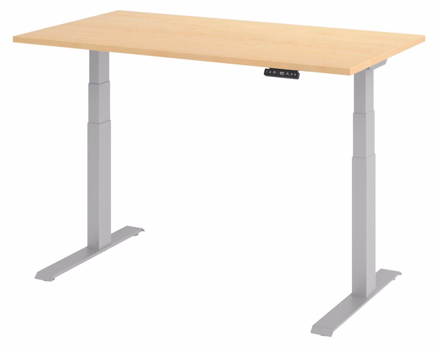 Scrivania elettrica bümö modello XDKB - Finitura: Noce, Struttura: Argento, Dimensioni: 140 x 80 cm