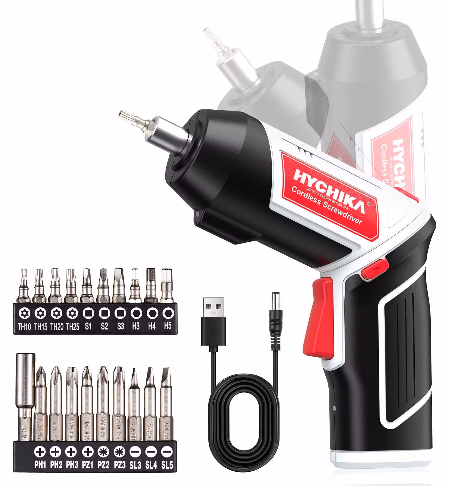 Trapano avvitatore a batteria HYCHIKA, avvitatore senza fili con coppia di 6 Nm e batteria da 2000 mAh, 3,6V