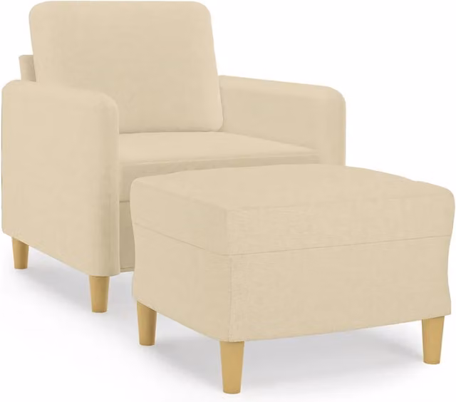 Poltrona | Sedia Relax con Poggiapiedi Crema 60 cm in Tessuto