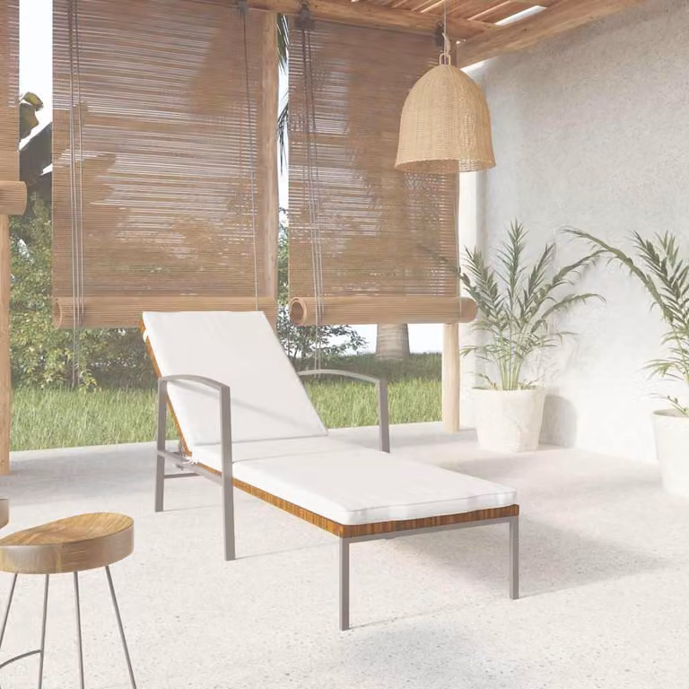 vidaXL Lettino Prendisole in Polyrattan con Cuscino e Schienale Regolabile, Marrone e Bianco