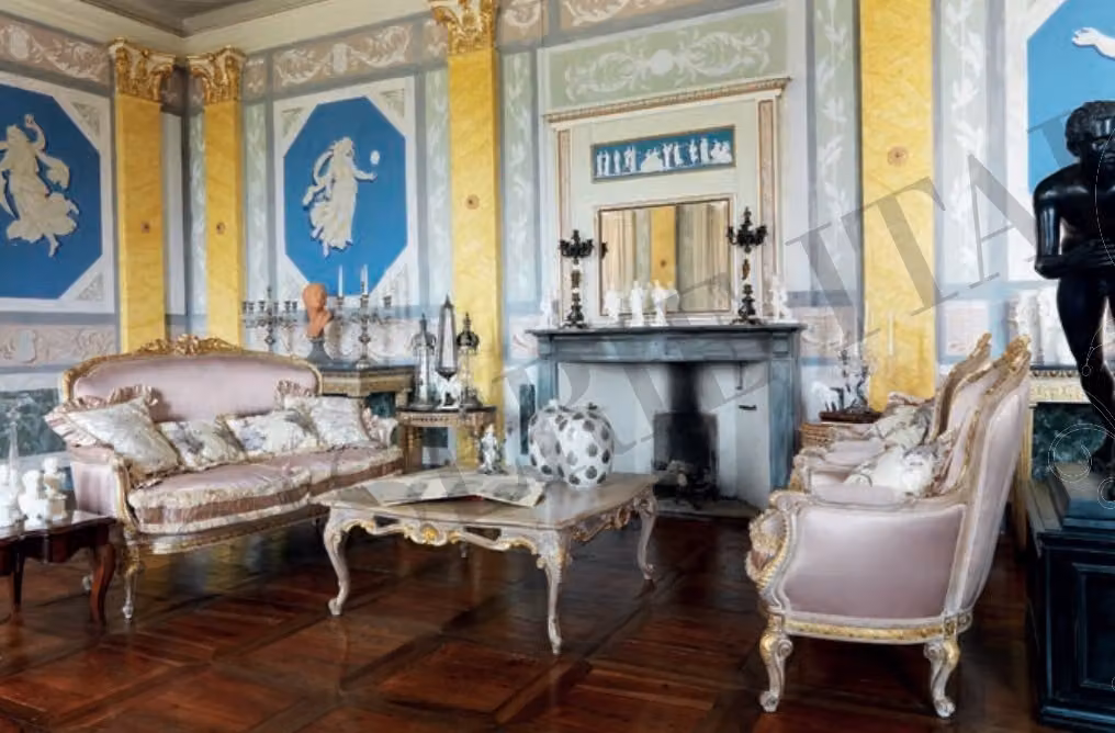 Sofa Set 2+1+1 Sofas Garnitur Sessel Barock Stil Couch Gruppe Italien Möbel