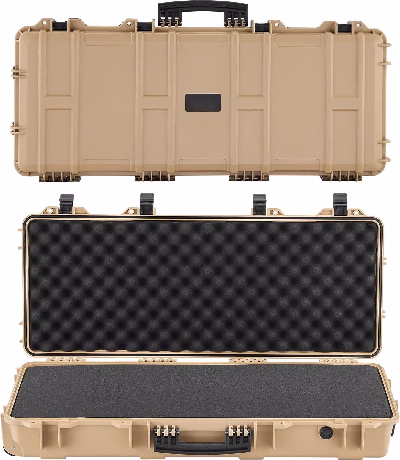 Custodia per armi - Custodia per armi lunghe - Guscio rigido - Chiusura a chiave - Impermeabile IP67 - Con ruote - Schiuma pretagliata - 978 x 420 x 173 mm - Khaki